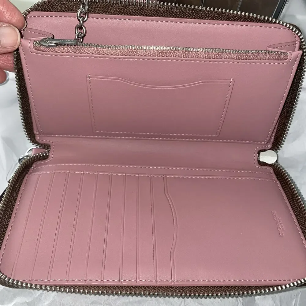 Coach Long Zip Around Wallet With Detachable Card Case In Signature Canvas